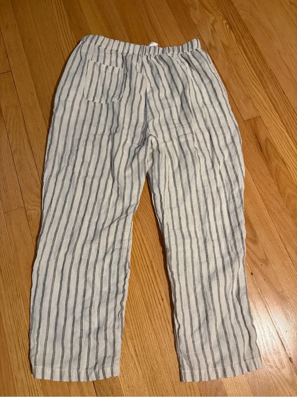 Quince White and Gray Striped Linen Pants